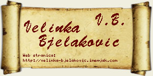 Velinka Bjelaković vizit kartica